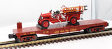 MTH Railking 30-76403 Union Pacific Flat Car w/'23 Maxim C1 Fire Truck O SCALE Like New