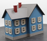 MTH Railking 30-9139 Farm House On Fire Blue & White O SCALE Like New