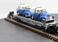 MTH Railking 30-7647 Auto Transportation Flat Car w/Ertl 1950 Panel Truck Color TBD O SCALE Like New