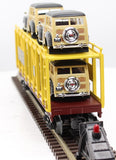 MTH Railking 30-76644 Pittsburgh & Lake Erie Auto Carrier Flat Car w/(4) '48 Ford Woody #961974 O SCALE Like New