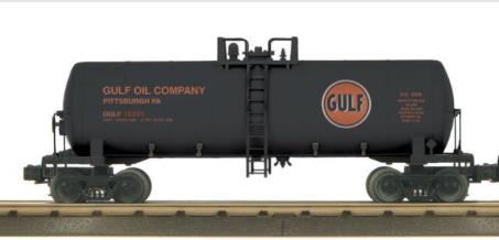 MTH Railking 30-7059c Gulf  Oil Company Pittsburgh PA Tank Car  (black/ orange) O SCALE NEW