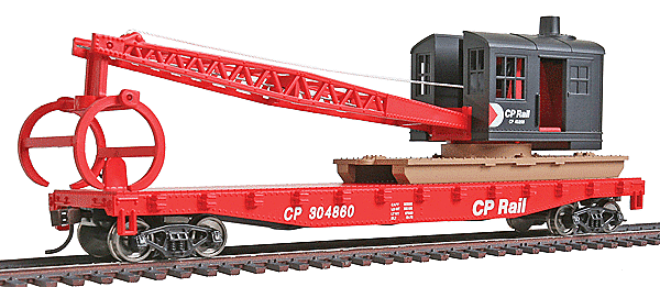 Walthers 931-1460 Flatcar with Logging Crane - Ready to Run -- Canadian Pacific (red, black; Multimark Logo) HO SCALE NEW