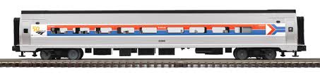 Atlas 3007083-2 Amfleet(R) Coach - 3-Rail - Ready to Run - Premier -- Amtrak (Fantasy Scheme, 50th Anniversary, Phase I, silver, red, black, blue #82060 O SCALE NEW