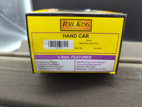 MTH Railking 30-2508 Black Operating Hand Car O SCALE Like New