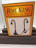 MTH MT-1031 No 59 Die Cast Green Street Lamp set of 2 (One Broken) O Scale Used Excellent as is