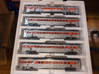 MTH Premier 20-65269 New Haven 70' Streamlined Passenger Set (Ribbed Sided) O Scale Like New