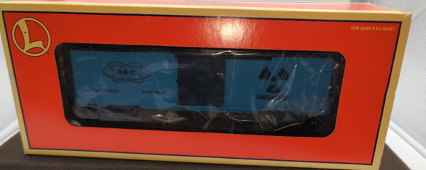 Lionel trains 6-26230 AEC radioactive glow-in-the-dark box car blue O SCALE Like New
