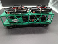 MTH Railking 30-7682 New York Central Auto Carrier Flat Car - NYC w/ Ertlr(4) '49 Mercurys Car No. MDAX 325 O SCALE Like New