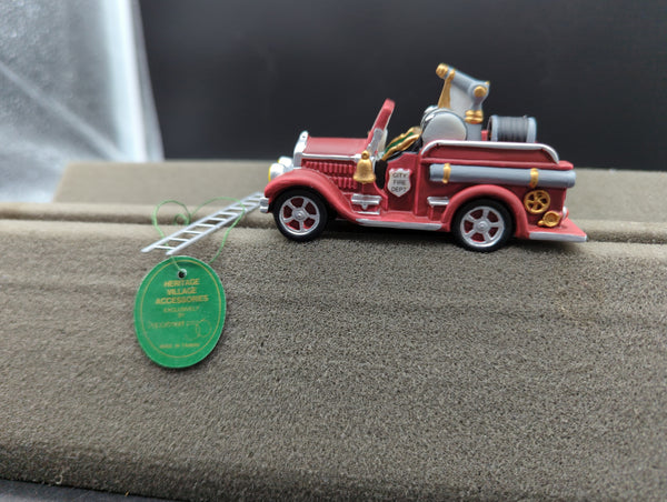 Dartment 56 5547-6 The Hertage Collection "City Fire Department" Fire Truck Hand Printed Porcelain Accessory  Like New