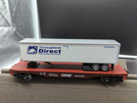 MTH Railking 30-7076C Norfolk Southern Flat Car w/ Trailer  #60420. O SCALE Like New