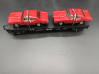 MTH Railking 30-7639 Auto Transportation Flat Car w/1968 GTO (pair) #Red. O SCALE Like New