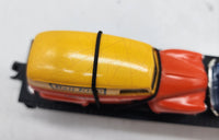 MTH Railking 30-7681 MTH Transport Flat Car with (2) Ertlr 1951 Panel Vans in Orange w/RailKing Logo O Scale. Used Excellent