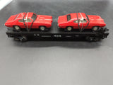 MTH Railking 30-7639 MTH Auto Transportation Flat Car w/1968 GTO (pair) Color- Red O SCALE Like New