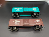 Lionel 6-21756 Conrail overstamped box car set Penn Central & Erie Lackawanna 6464-598 & 698 two car set O SCALE Like New