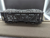 K-Line K6255-1251 C&O 2-Bay Outside Braced Hopper W/Real Coal Load O SCALE Like New