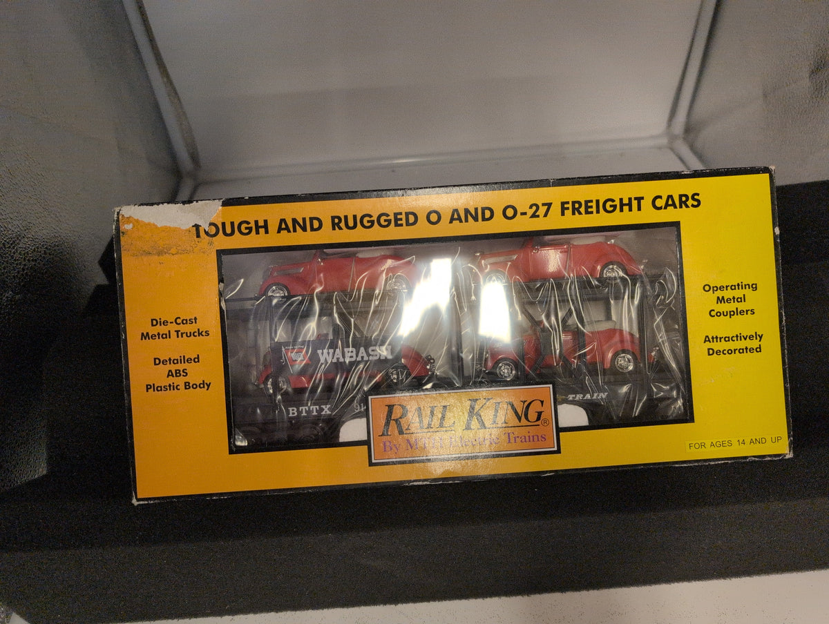 MTH Railking 30-76309 Wabash Auto Carrier Flat Car w/(4) '37 V8 Conver