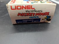 Lionel 6-9671 Walt Disney Mickey Mouse Snow Fantasia Hi Cube Boxcar O scale Used Excellent Damaged Box