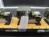 MTH Premier 20-92239c US Army Flat Car W/3 Military Transport Vehicles O SCALE Like New