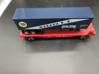 Lionel 6-36065 WABASH R.R 25536 O27 FLATCAR W/TRAILER O SCALE Like New