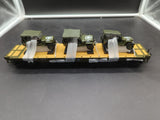 MTH Premier 20-92239c US Army Flat Car W/3 Military Transport Vehicles O SCALE Like New