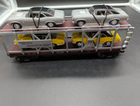 MTH Railking 30-7694 MTH Auto Transportation Auto Carrier Flat Car - MTH Transport w/Chevy Novas Car O SCALE Like New