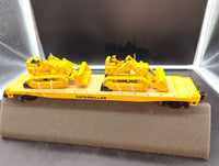 MTH Premier 20-98648 Caterpillar 50' Flat Car w/(2) CAT No. 977 Traxcavators Load #906210 #906211. O SCALE Like New