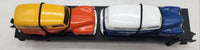 MTH Railking 30-7681 MTH Transport Flat Car with (2) Ertlr 1951 Panel Vans in Orange w/RailKing Logo O Scale. Used Excellent