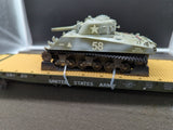 MTH Premier 20-90697C U.S. Army Flat Car w/(1) M4 Sherman Tank #38420  O SCALE Like New