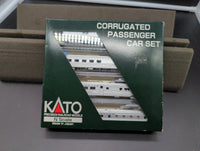 Kato 106-1503 Corrugated Passenger Car Set  (Set A) Chicago, Burlington, & Quincy RPO, Diner, Slumbercoach, Observation 4 car set  N scale  Like New