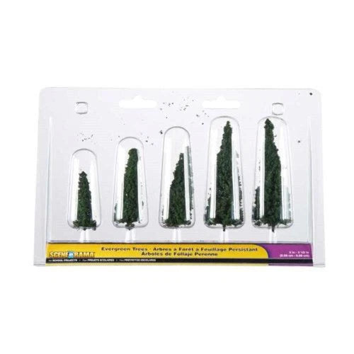 Scene-A-Rama Woodland Scenics SP4154  2" - 3.5" Evergreen Trees (Pack of 5)  NEW