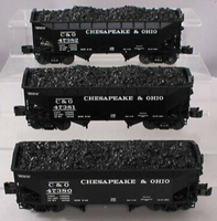 Lionel 6-11873 Chesapeake & Ohio C&O Offset Hopper 3-Pack O SCALE Like New