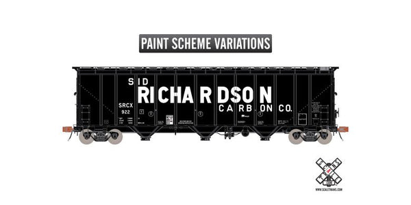 ScaleTrains SXT30335 Rivet Counter Thrall 5750 Carbon Black Covered Hopper 1980s Version, Sid Richardson/Billboard Lettering HO SCALE NEW