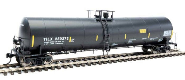 Walthers 910-1272 Trinity 25,000-Gallon Tank Car - Ready to Run -- Trinity Industries Leasing TILX #250372 (black, white, yellow stripes) HO SCALE NEW