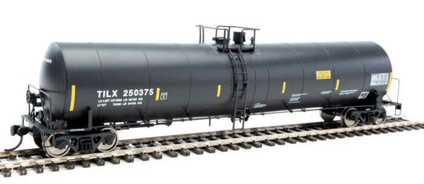 Walthers 910-1273 Trinity 25,000-Gallon Tank Car - Ready to Run -- Trinity Industries Leasing TILX #250375 (black, white, yellow stripes) HO SCALE NEW