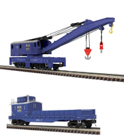 Atlas 3001242, 3001248 Western Pacific Crane Car and Crane Tender (Set of 2) O Scale blue NEW