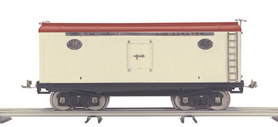 MTH 10-2048 Ivory & Red w/Nickel 200 Series Standard Gauge Reefer Car Tinplate