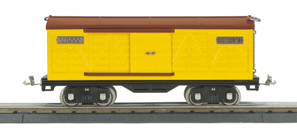 MTH 11-30045 Yellow & Brown w/Nickel Trim Boxcar No. 514 Std. Gauge - Tinplate