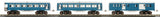 MTH 11-80025 Lionel Lines Tinplate Blue/Silver 3-Car No. 1695 Passenger Set AND 11-80026 Blue/Silver No. 1685 Passenger Car WPA (4 cars total)