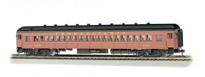 Bachmann 13707 Pennsylvania Railroad PRR 72' Heavyweight Coach #4536 Postwar Tuscan  Red/ Yellow Passenger Car HO Scale