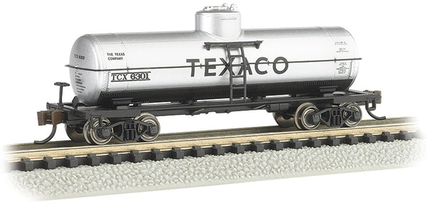 Bachmann 17865 Texaco 36'6" Single-Dome Tank Car #6301 Silver Tank car with Black trim and letters