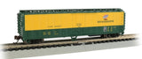 Bachmann 17958 Chicago & Northwestern 50' Steel Reefer Dark Green Roof ends and bottom Yellow on side with yellow and green letters