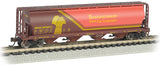 Bachmann 19153 Saskatchewan 4 Bay Cylindrical Grain Hopper Wheat Herald Brown Red with yellow lettering