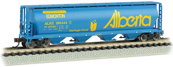 Bachmann 19155 Alberta 4 Bay Cylindrical Grain Hopper Blue with yellow lettering