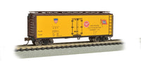 Bachmann 19854 American Refrigerator Transit Co 40' Wood-Side Reefer #52941 Yellow car with brown roof and ends black lettering