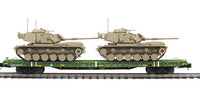 MTH Premier 20-92286 U.S. Army (Desert) 60’ Flat Car w/(2) M60 Tanks Vehicles