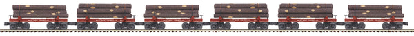 MTH Premier 20-92330 West Side Lumber 6 Car Skeleton Flat Car Set w/Log Load Limited