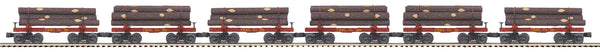 MTH Premier 20-92338 Red River Logging Co. 6 Car Skeleton Flat Car Set w/Log Load Limited
