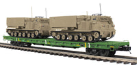 MTH Premier 20-95470 U.S. Army (Desert) 60’ Flat Car w/(2) M270 Rocket Launcher Vehicles