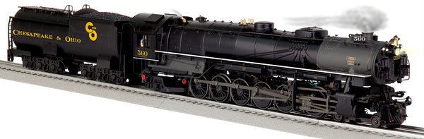 Lionel 2231270 Chesapeake & Ohio C&O Legacy 4-12-2 #560 Steam Locomotive with Black Tender with Yellow lettering Engine is mainly black with gray in places
