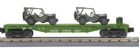 MTH 30-70109 U.S. Army Flat car with 2 Jeeps o scale new